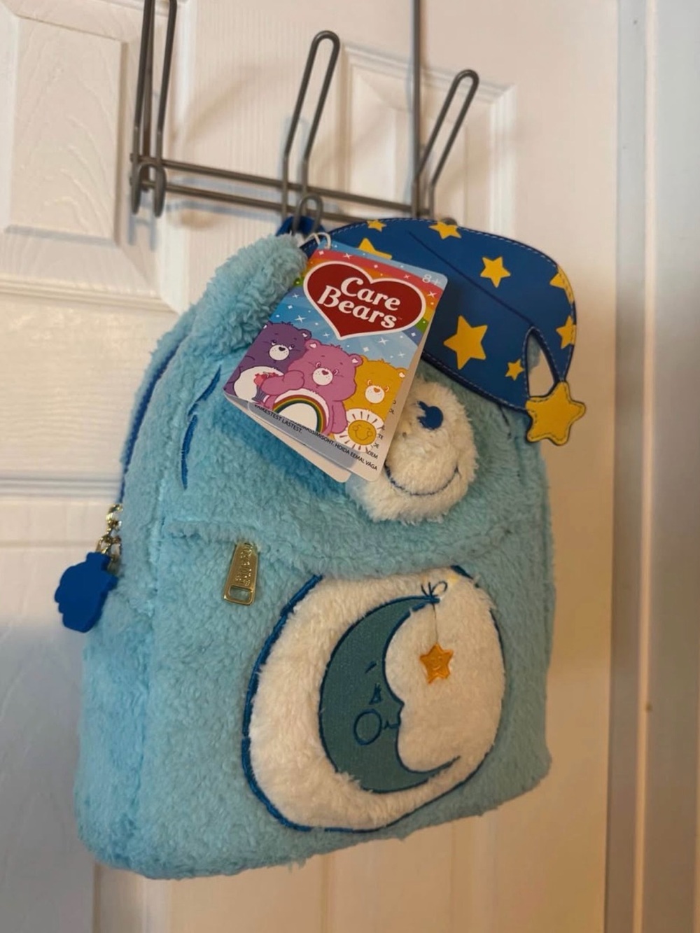 Loungefly Light Blue Plush Care Bears Bedtime Bear Backpack - Picture 2 of 3